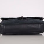 Chanel Chocolate Bar Single Flap Navy Suede SHW
