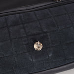 Chanel Chocolate Bar Single Flap Navy Suede SHW