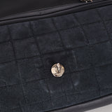 Chanel Chocolate Bar Single Flap Navy Suede SHW