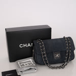 Chanel Chocolate Bar Single Flap Navy Suede SHW
