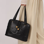 Chanel Double Zip Timeless Tote Black Caviar 1993 24K GP