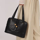 Chanel Double Zip Timeless Tote Black Caviar 1993 24K GP