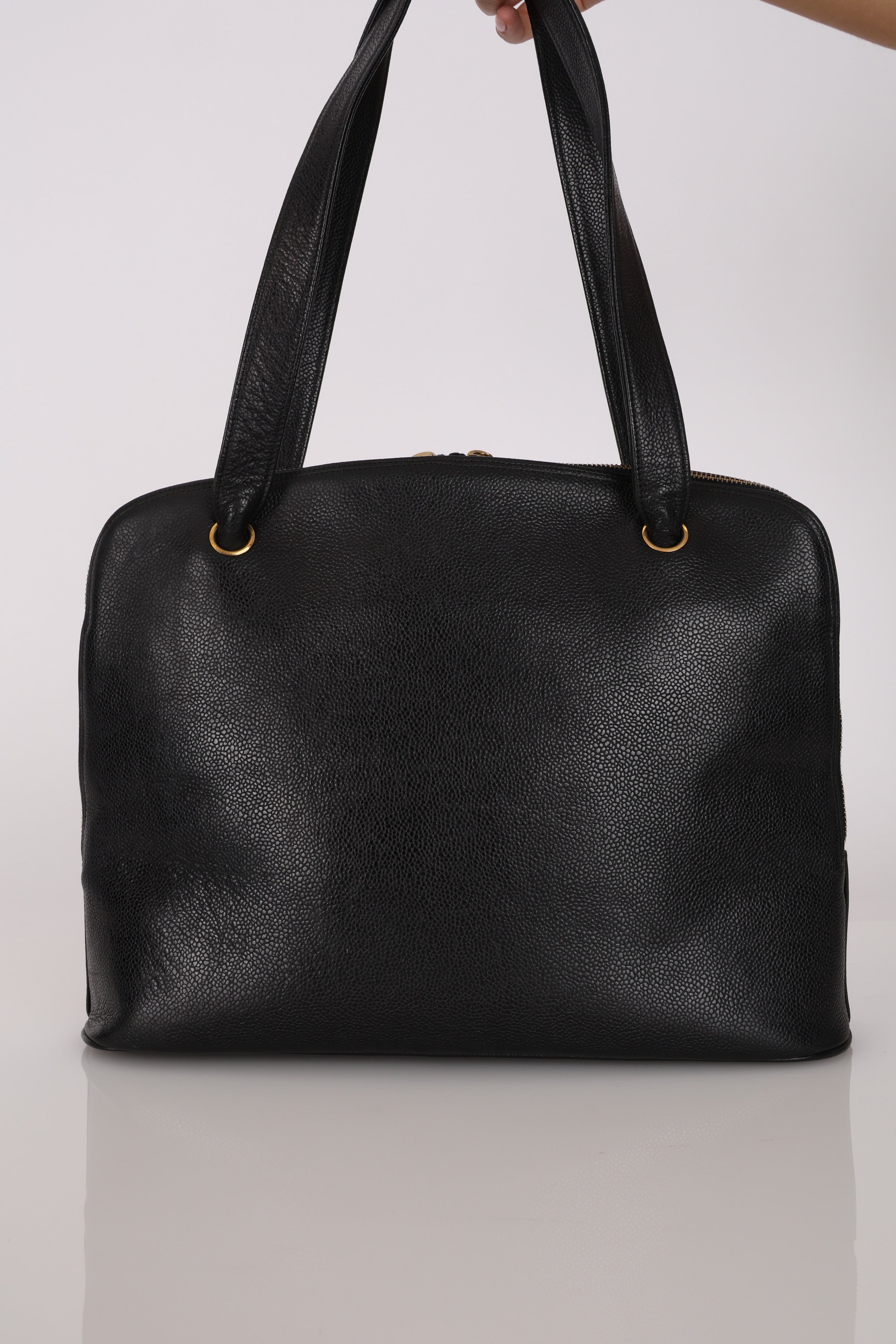 Chanel Double Zip Timeless Tote Black Caviar 1993 24K GP