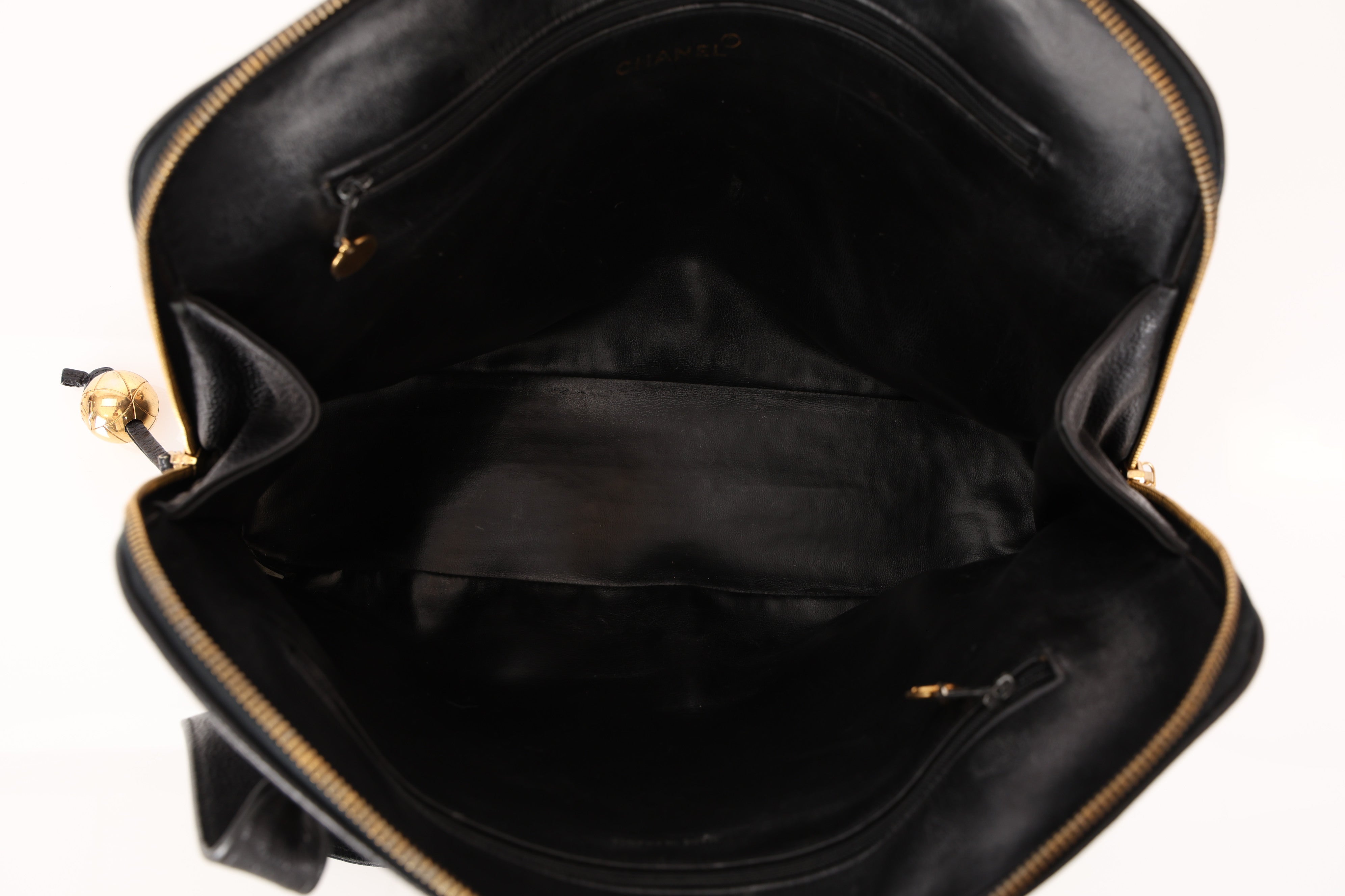 Chanel Double Zip Timeless Tote Black Caviar 1993 24K GP