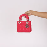 Dior Lambskin Cannage Coral Lady Bag