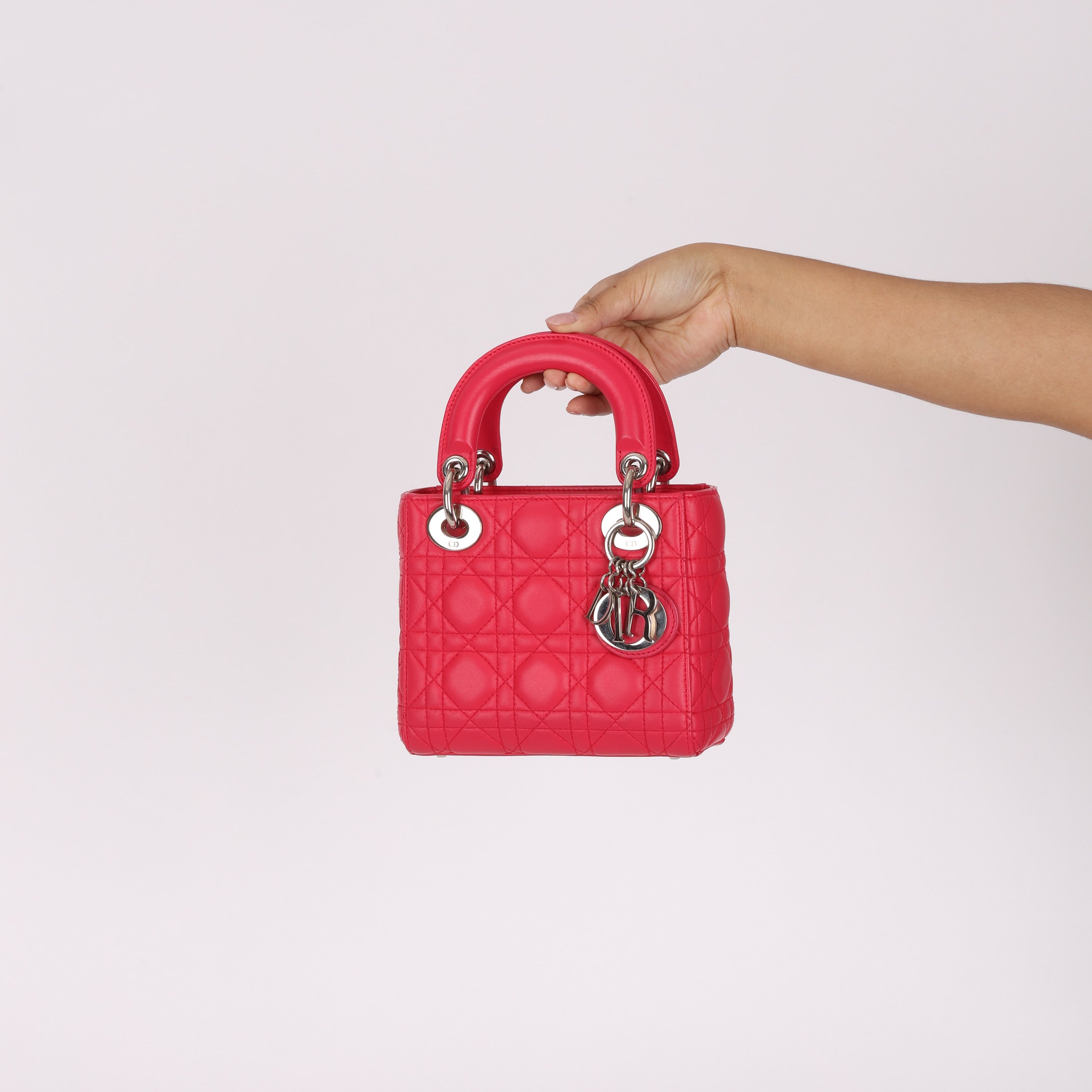 Dior Lambskin Cannage Coral Lady Bag
