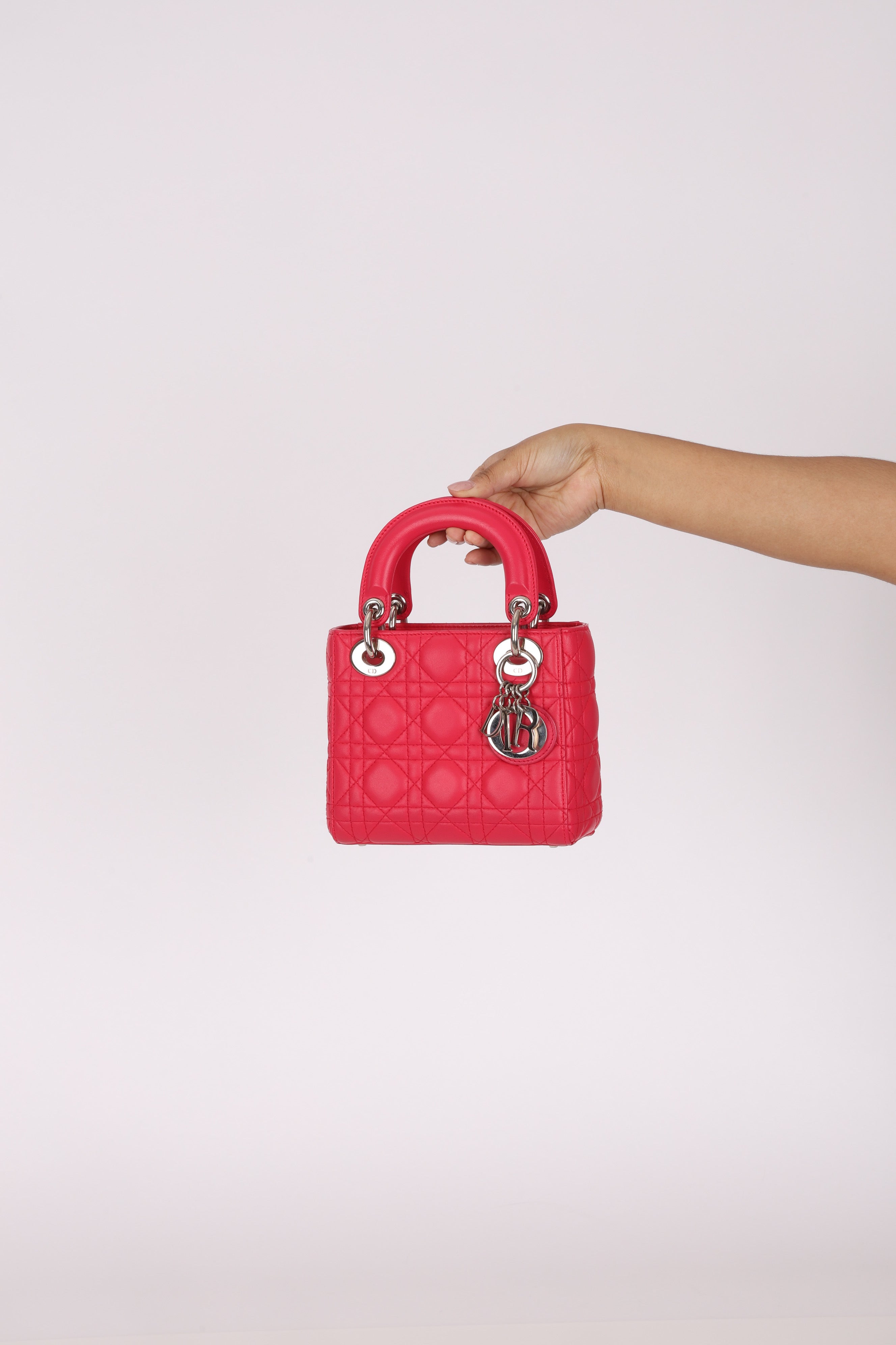 Dior Lambskin Cannage Coral Lady Bag