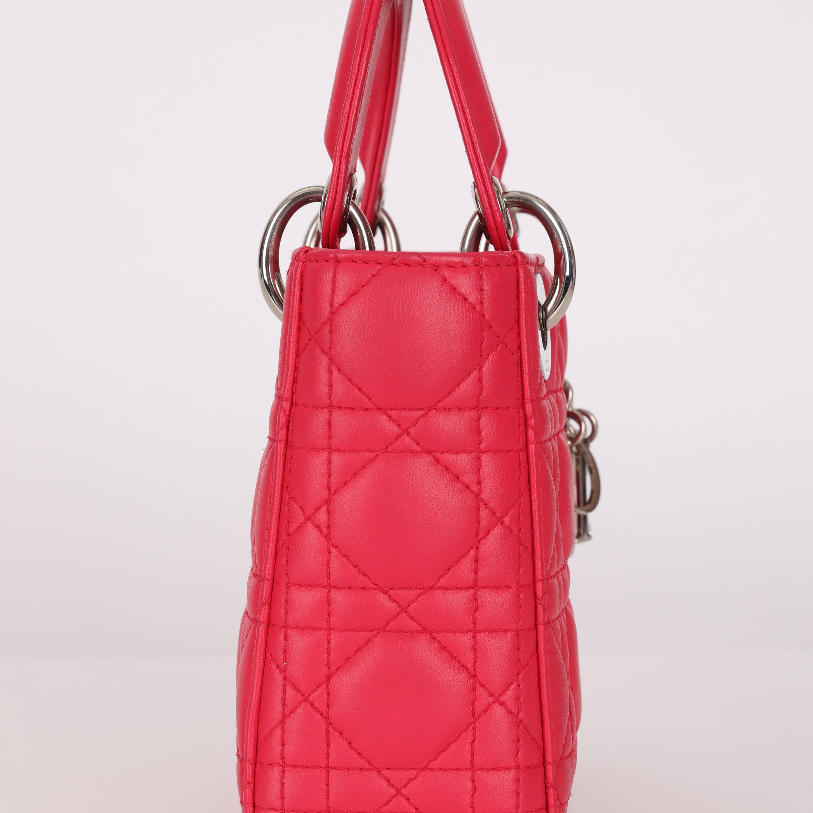 Dior Lambskin Cannage Coral Lady Bag