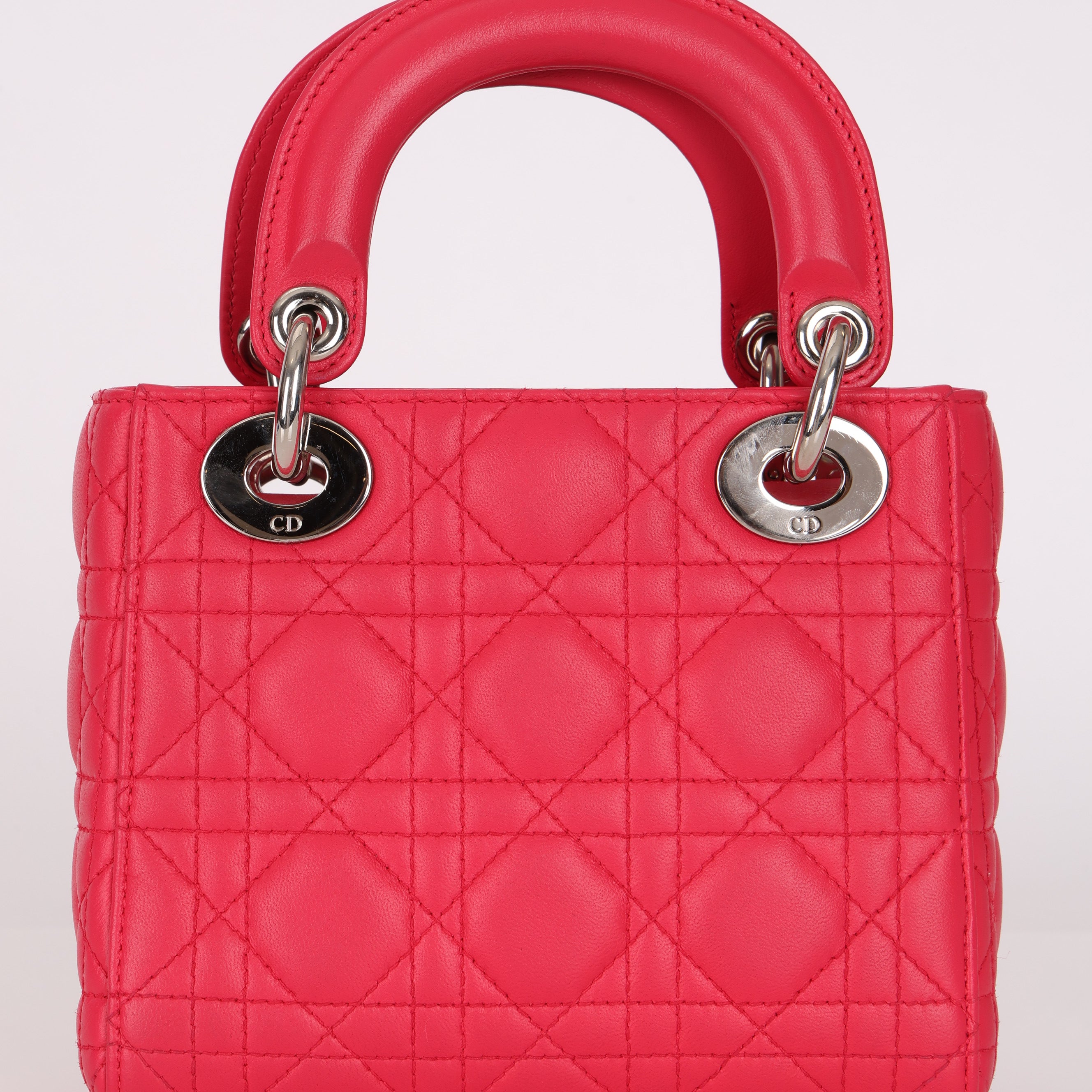 Dior Lambskin Cannage Coral Lady Bag