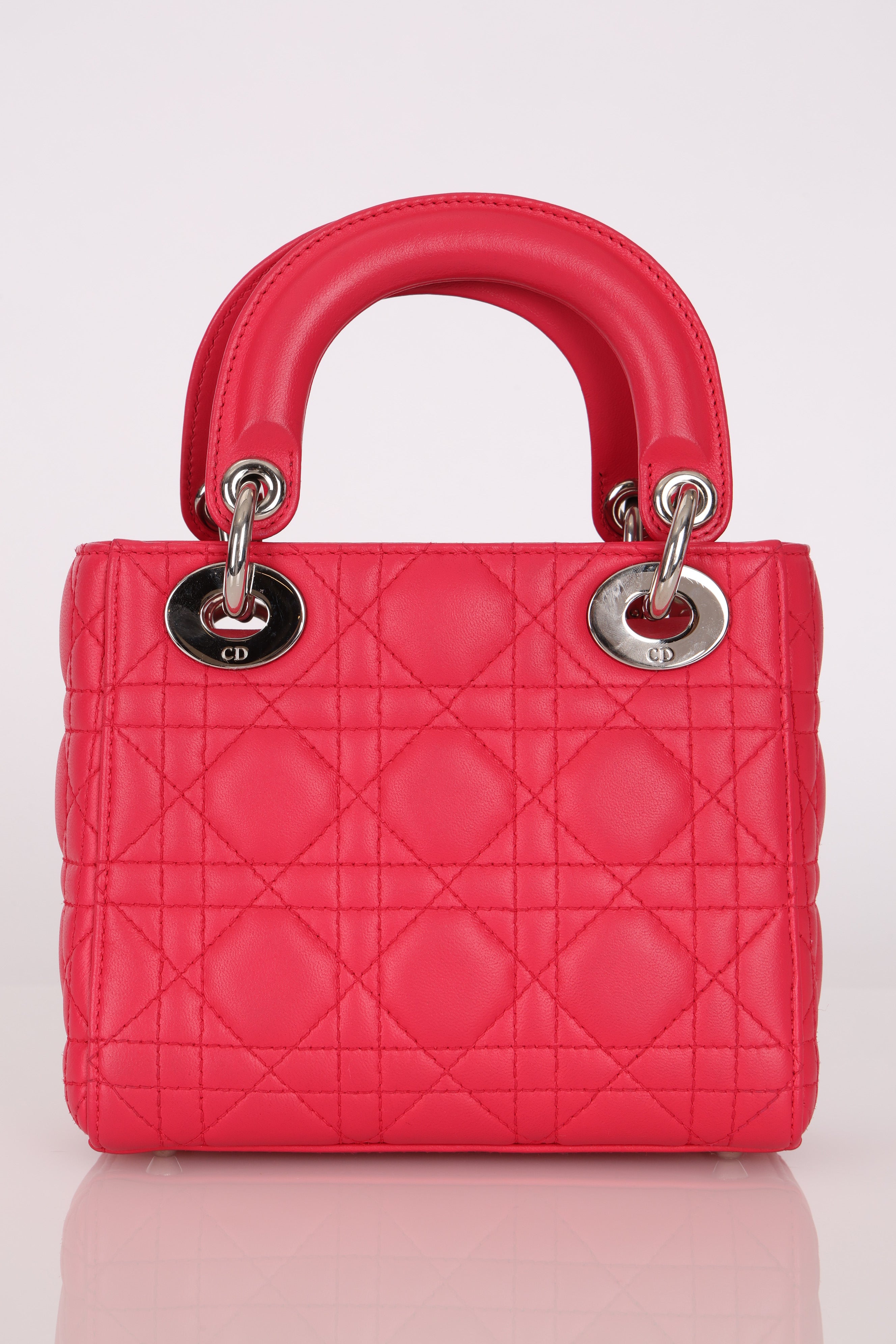 Dior Lambskin Cannage Coral Lady Bag