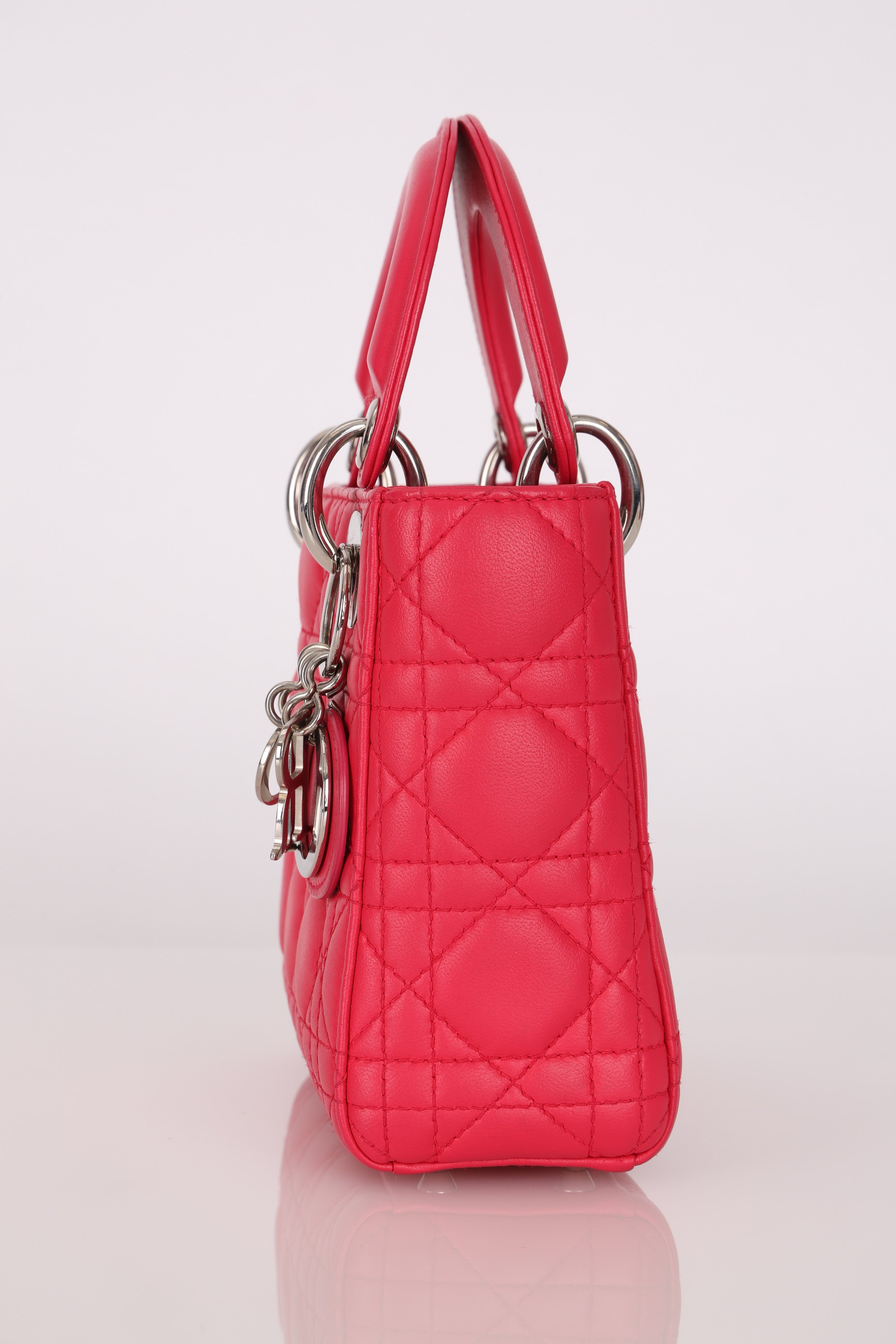 Dior Lambskin Cannage Coral Lady Bag