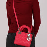 Dior Lambskin Cannage Fuchsia Lady Bag