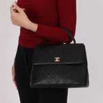 Chanel Kelly Top Handle Bag Black Caviar 24K GP