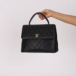 Chanel Kelly Top Handle Bag Black Caviar 24K GP