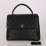 Chanel Kelly Top Handle Bag Black Caviar 24K GP