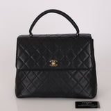Chanel Kelly Top Handle Bag Black Caviar 24K GP