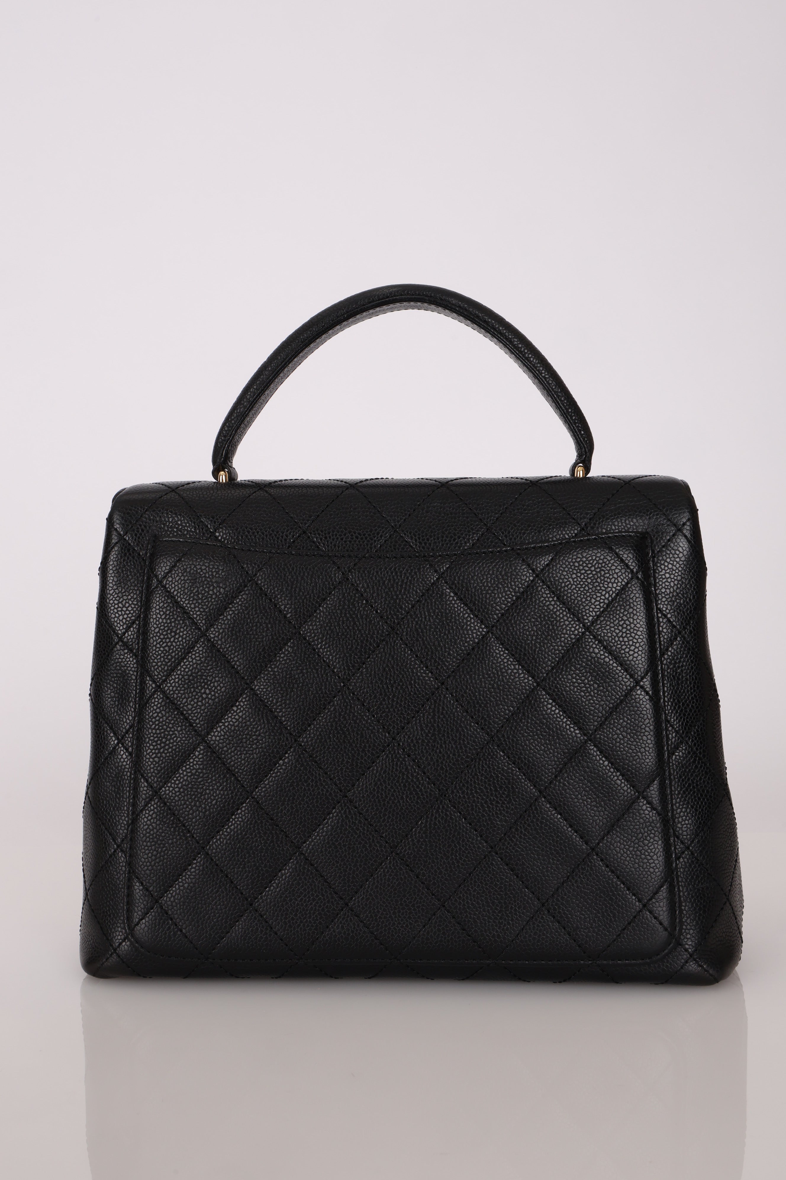 Chanel Kelly Top Handle Bag Black Caviar 24K GP