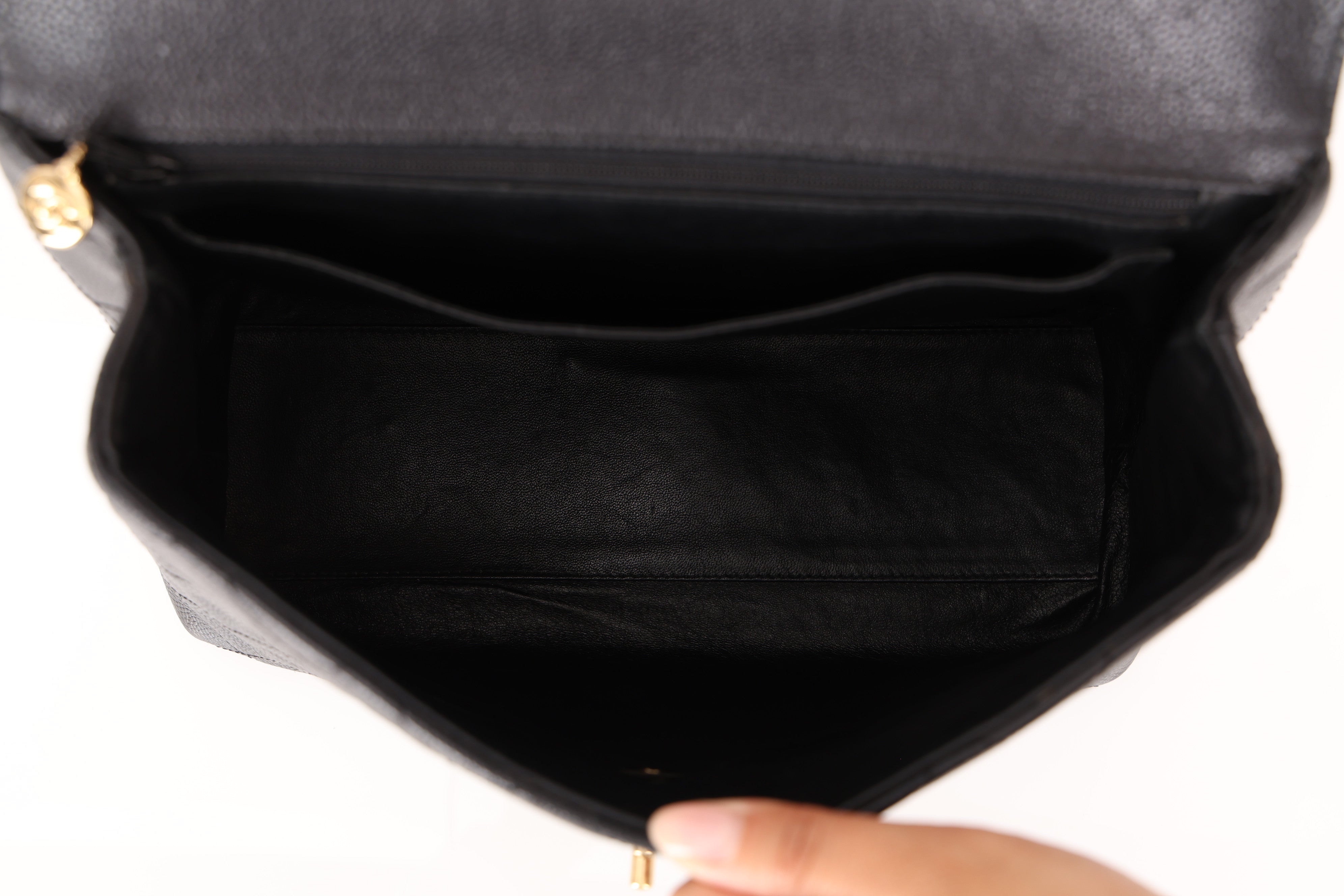 Chanel Kelly Top Handle Bag Black Caviar 24K GP