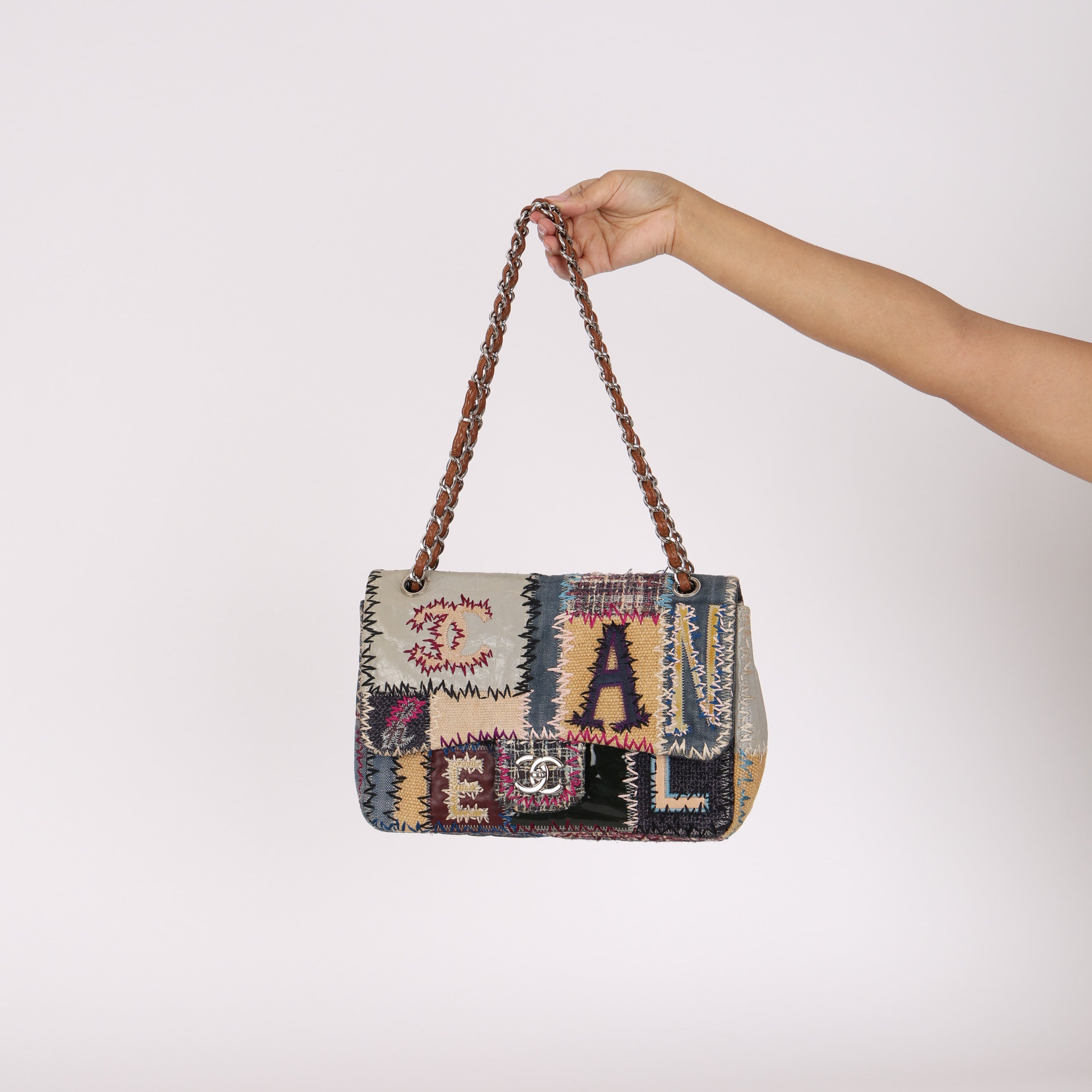 Chanel Jumbo Single Flap Mixed Media Patchwork SHW