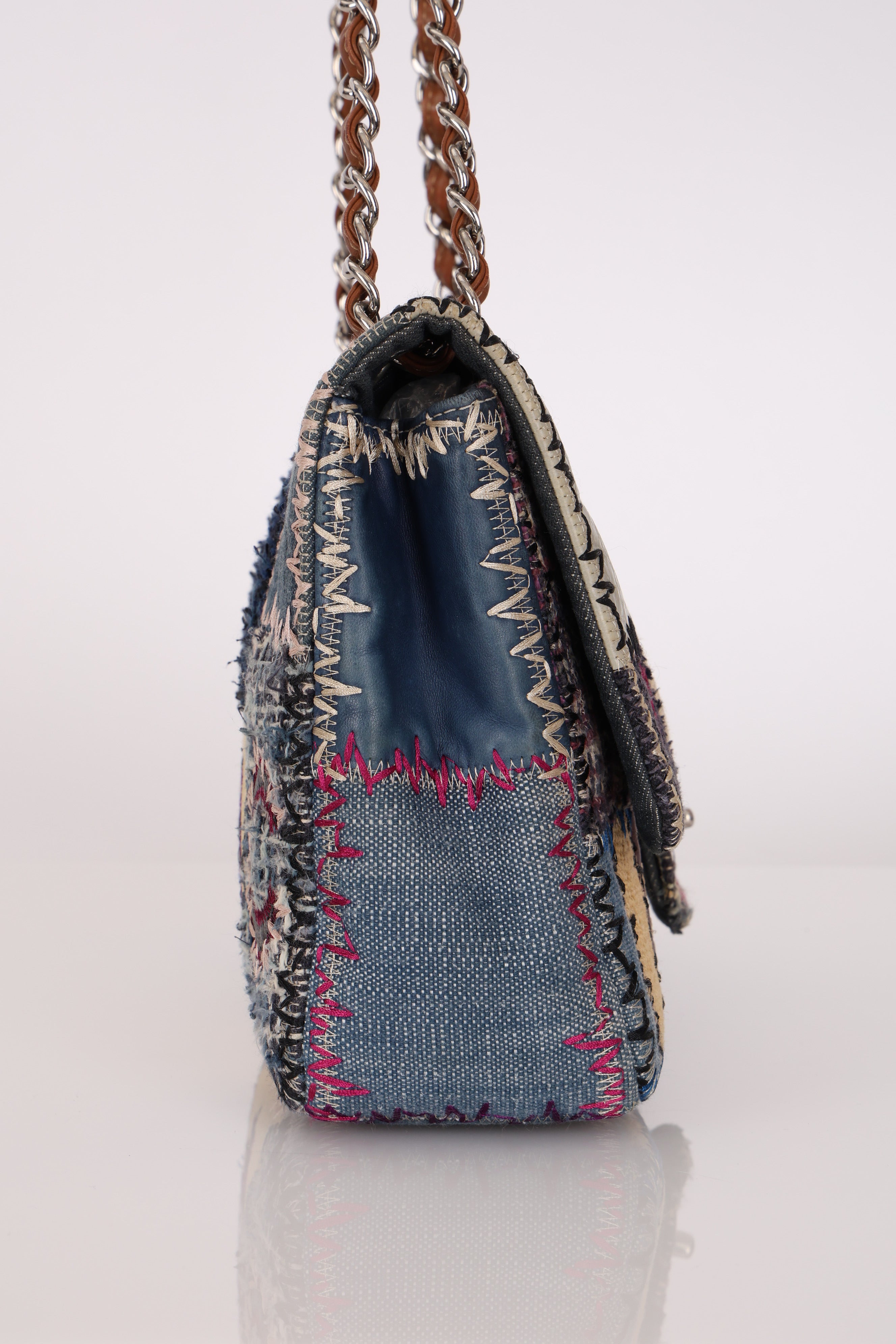 Chanel Jumbo Single Flap Mixed Media Patchwork SHW