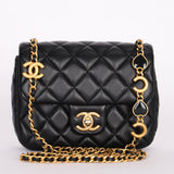 Chanel Miss Coco Hearts Mini Square Flap Black Calfskin 2021 BGHW