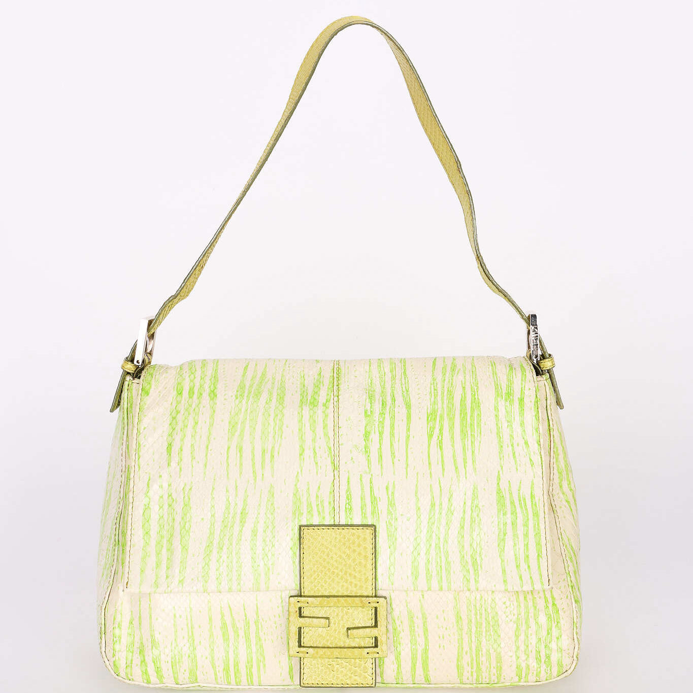 Fendi Mamma Forever Baguette Lime Green Watersnake