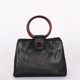 Chanel Tortoise Acrylic Top Handle Tote Black Caviar 1997