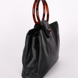 Chanel Tortoise Acrylic Top Handle Tote Black Caviar 1997