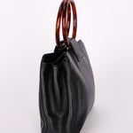Chanel Tortoise Acrylic Top Handle Tote Black Caviar 1997