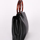 Chanel Tortoise Acrylic Top Handle Tote Black Caviar 1997