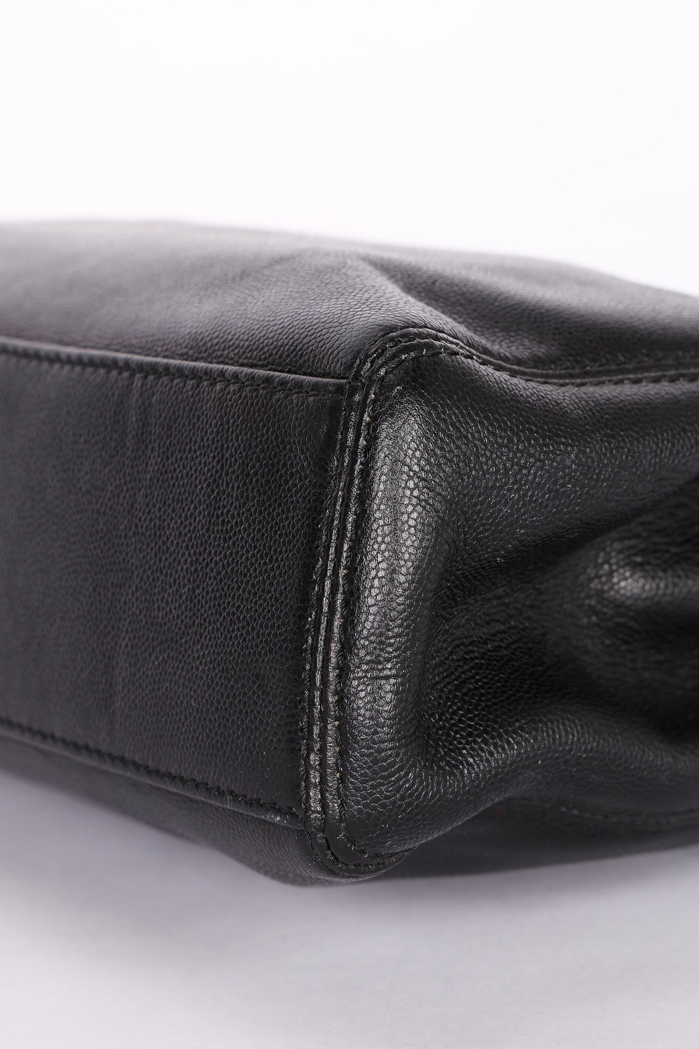 Chanel Tortoise Acrylic Top Handle Tote Black Caviar 1997