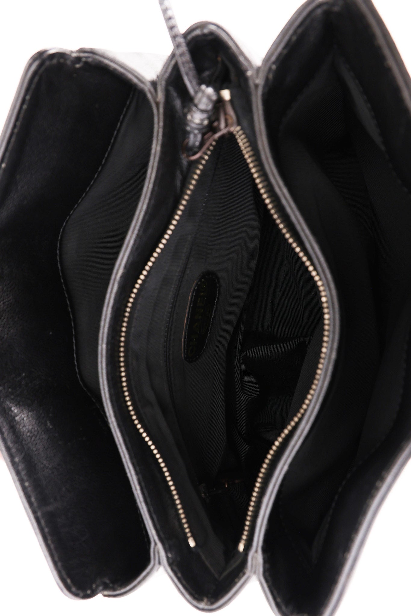Chanel Tortoise Acrylic Top Handle Tote Black Caviar 1997