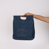 Chanel Denim Tortoise Shell Top Handle Bag 1996