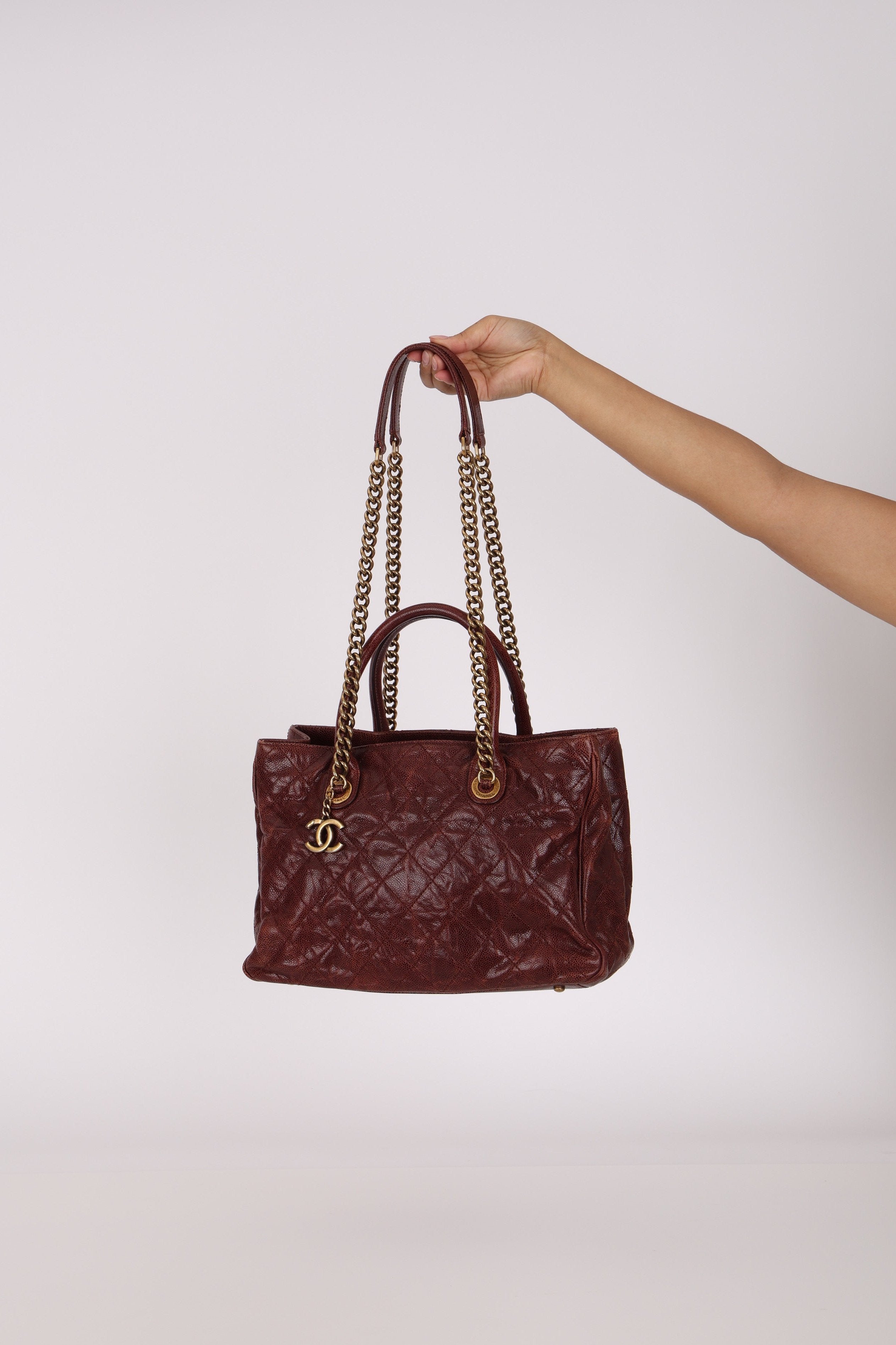 Chanel Top Handle Bordeaux Caviar AGHW