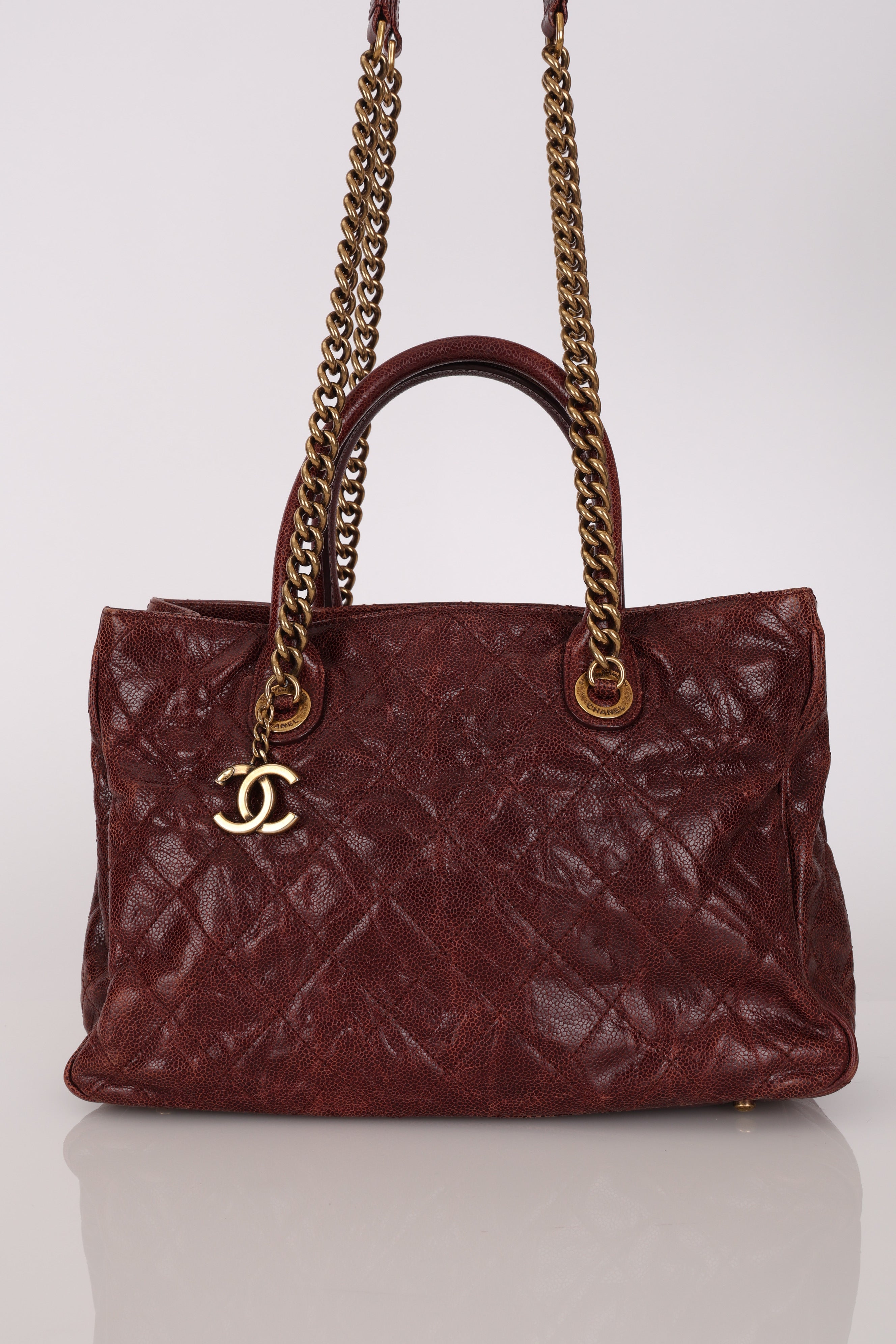 Chanel Top Handle Bordeaux Caviar AGHW