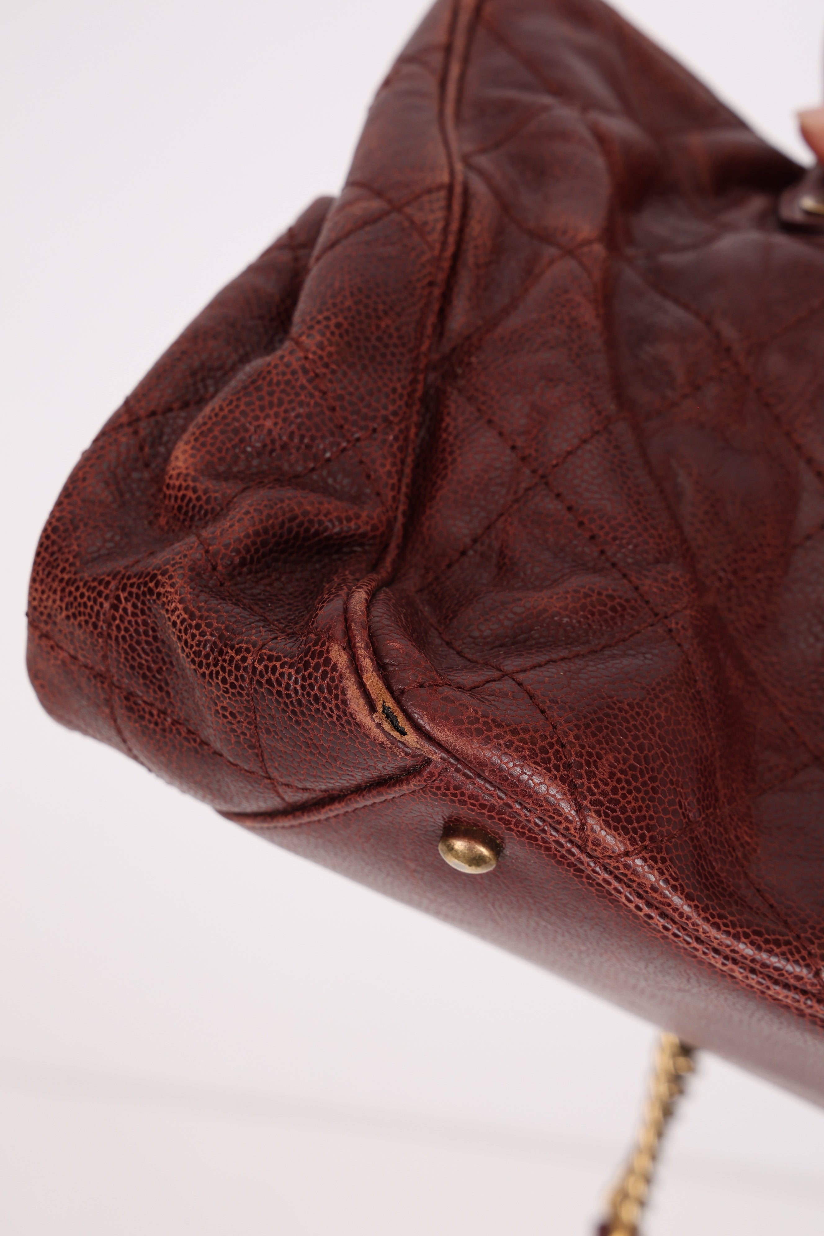 Chanel Small Shiva Tote Burgundy Glazed Caviar 2012 AGHW