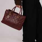 Chanel Small Shiva Tote Burgundy Glazed Caviar 2012 AGHW