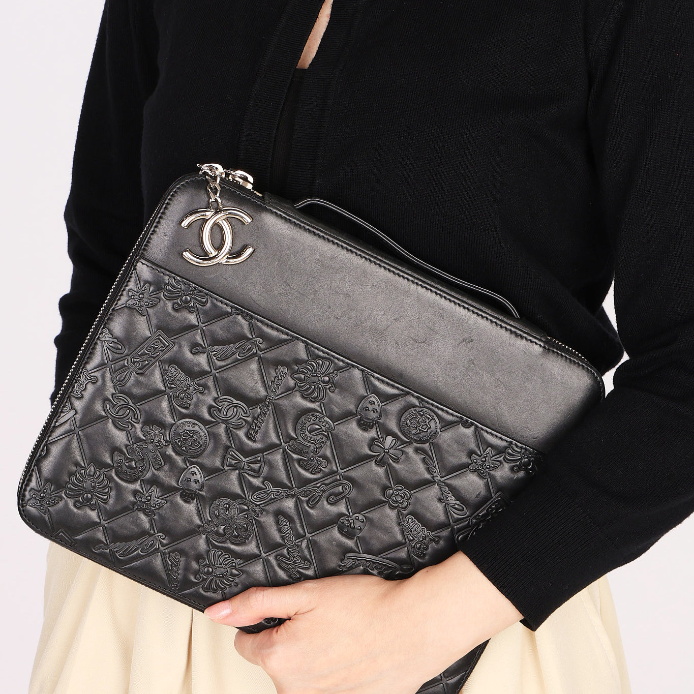 Chanel Embossed Tech Case Black Lambskin 2011 SHW