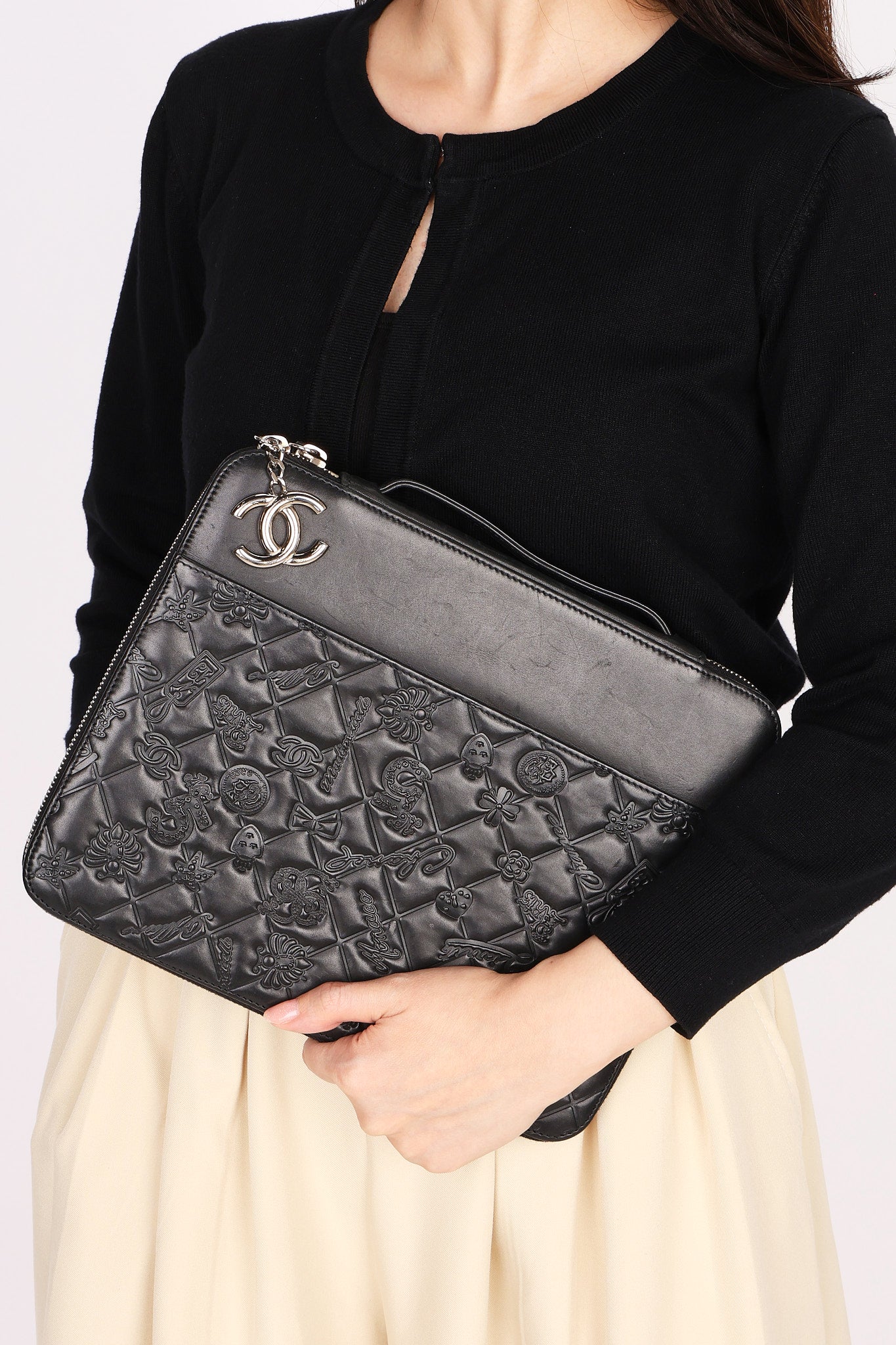 Chanel Embossed Tech Case Black Lambskin 2011 SHW
