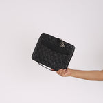 Chanel Embossed Ipad Case Black Lambskin SHW