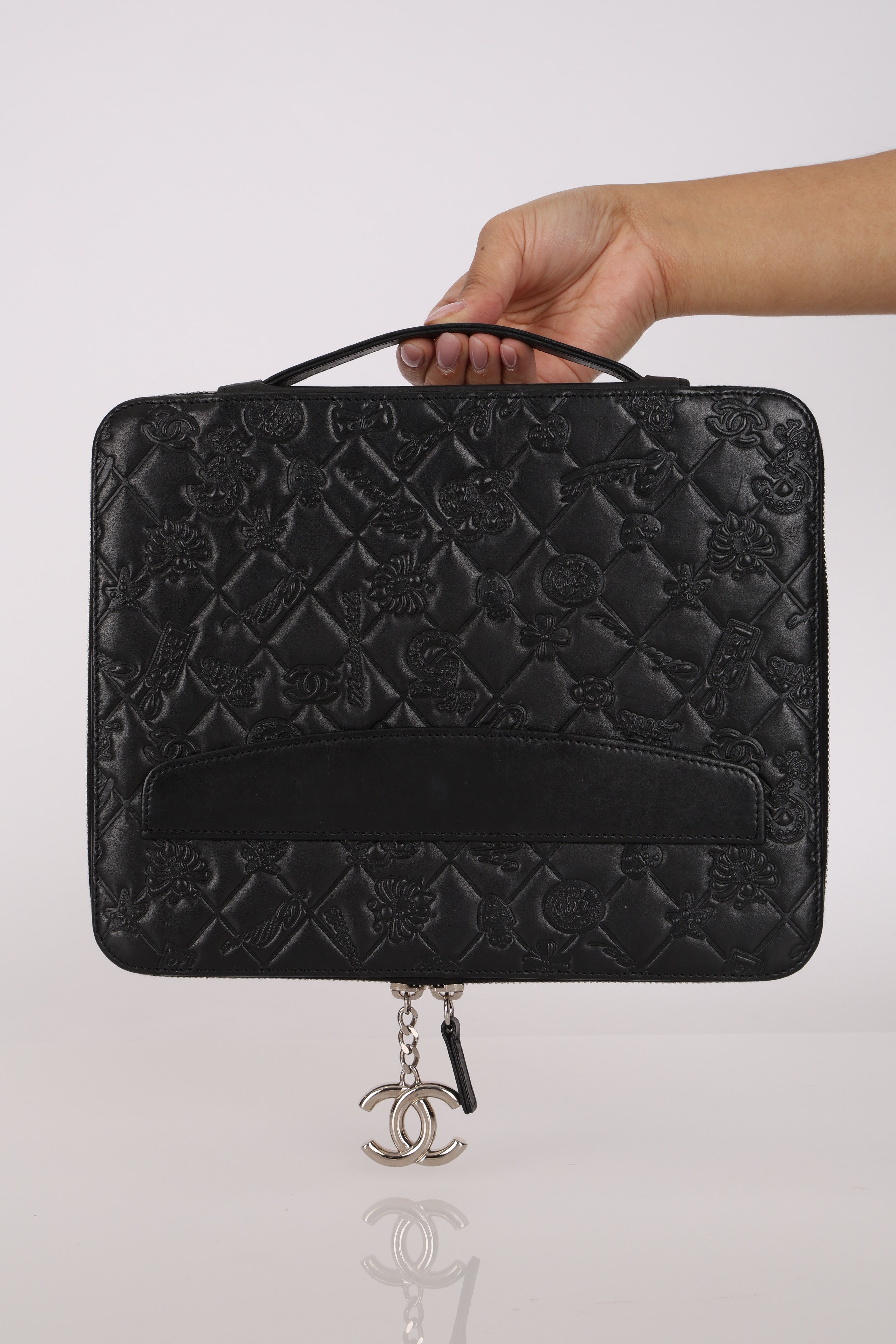 Chanel Embossed Ipad Case Black Lambskin SHW