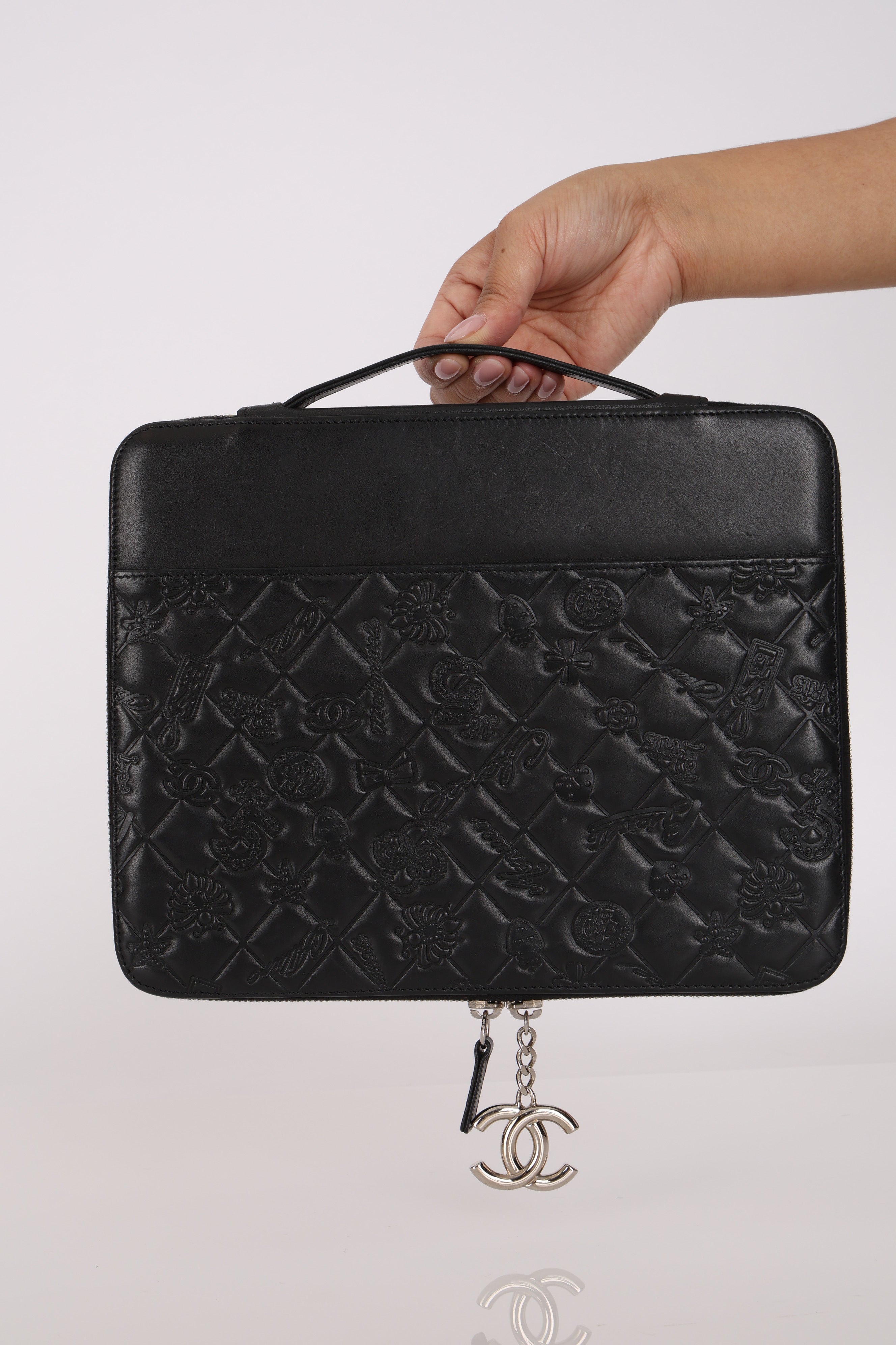 Chanel Embossed Ipad Case Black Lambskin SHW