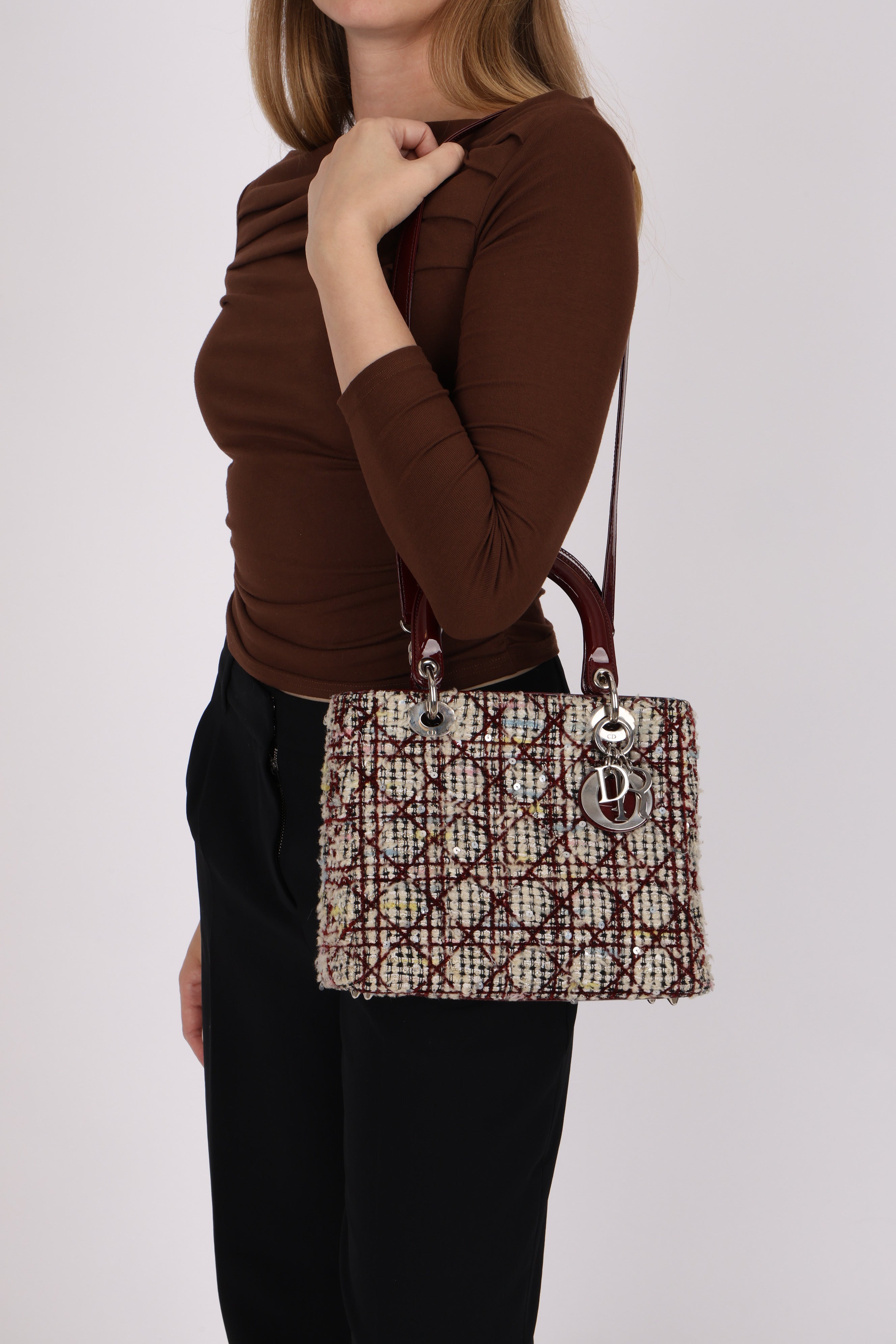 Dior Medium Lady Tweed Bordeaux