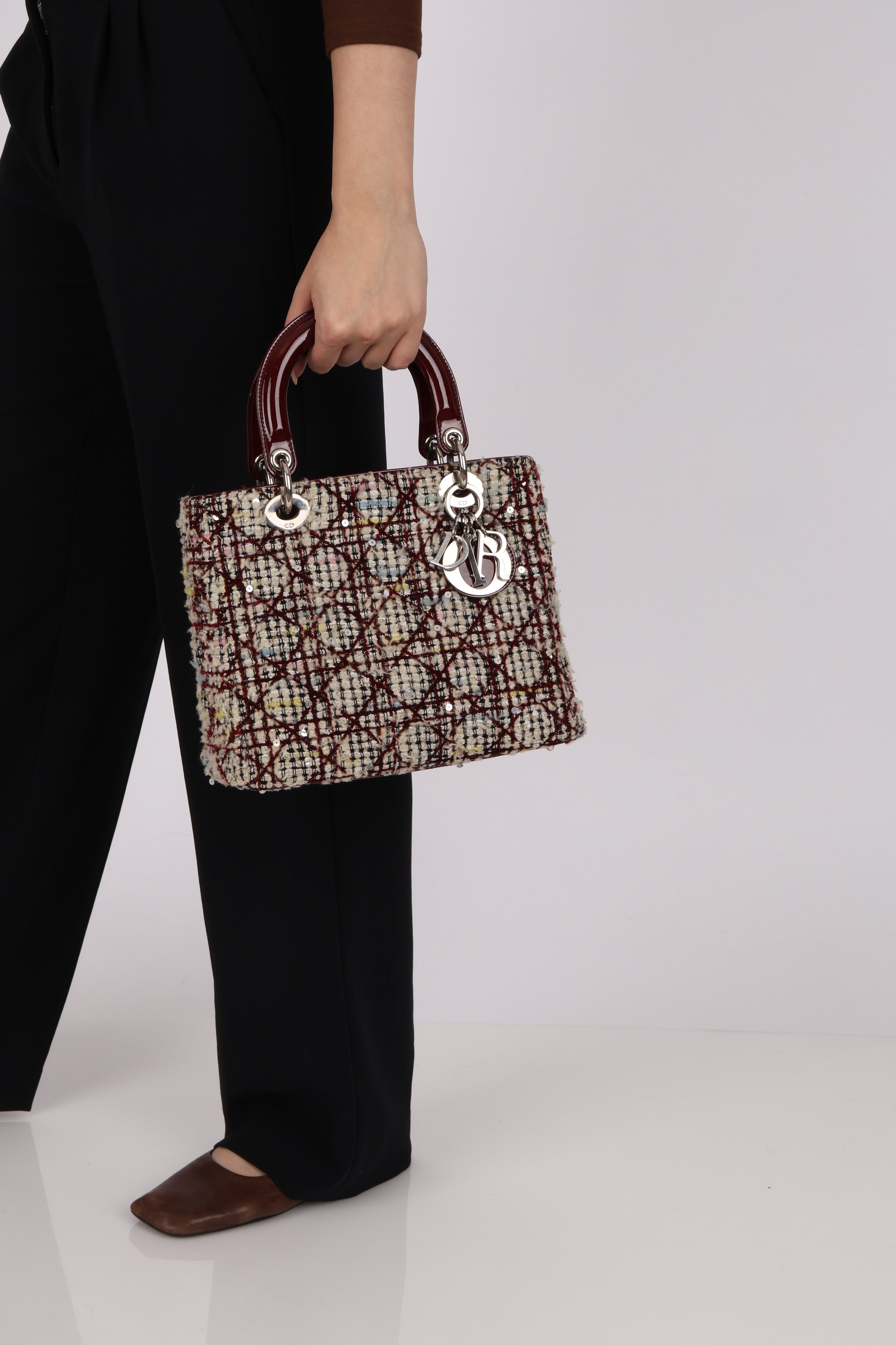 Dior Medium Lady Tweed Bordeaux