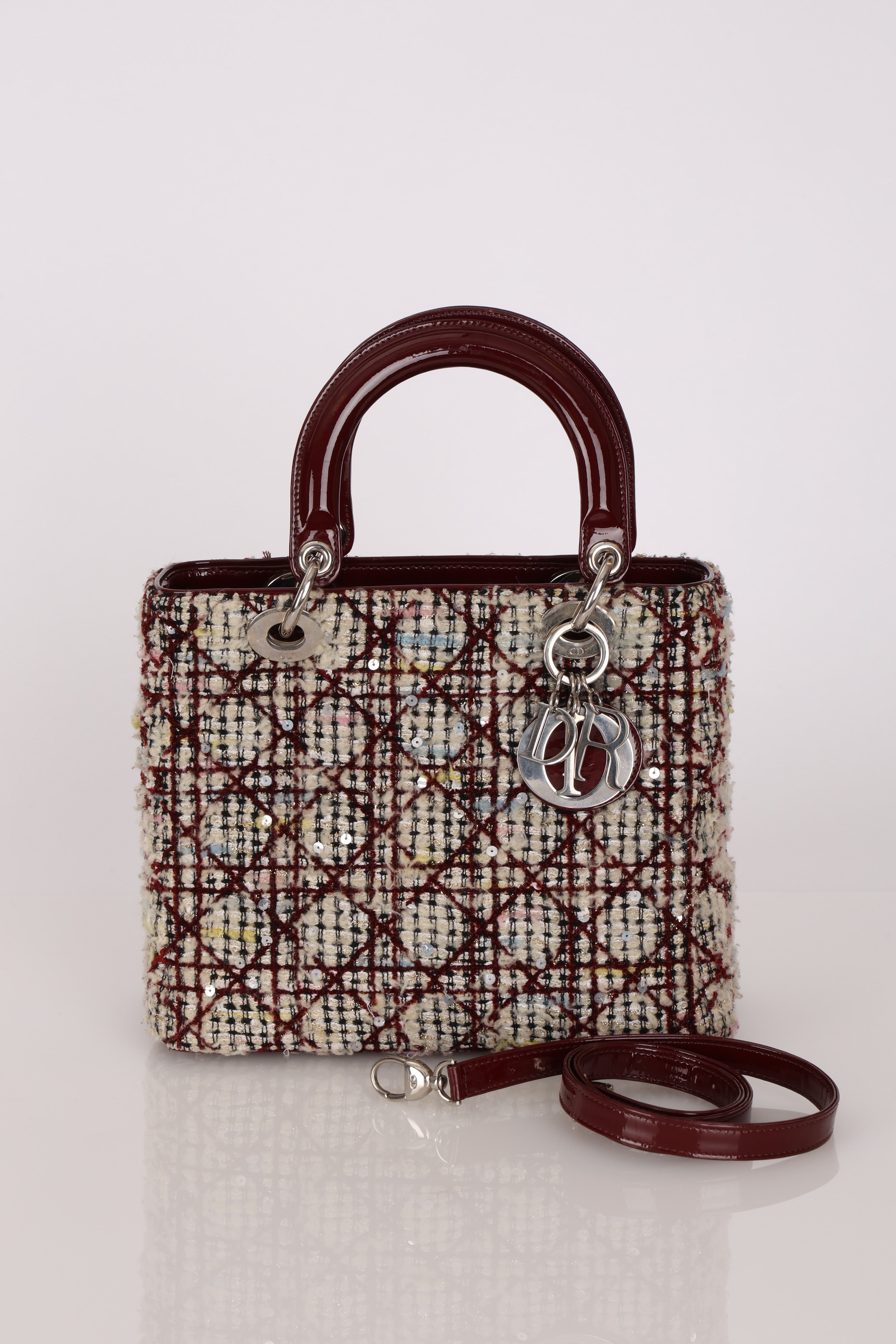 Dior Medium Lady Tweed Bordeaux