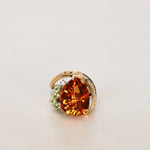 1990s 18K Yellow Gold Citrine, Peridot, and Diamond Curved Ring, Size US 5 - Drop 23