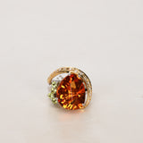 1990s 18K Yellow Gold Citrine, Peridot, and Diamond Curved Ring, Size US 5 - Drop 23
