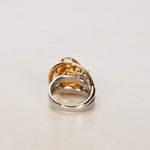 1990s 18K Yellow Gold Citrine, Peridot, and Diamond Curved Ring, Size US 5 - Drop 23