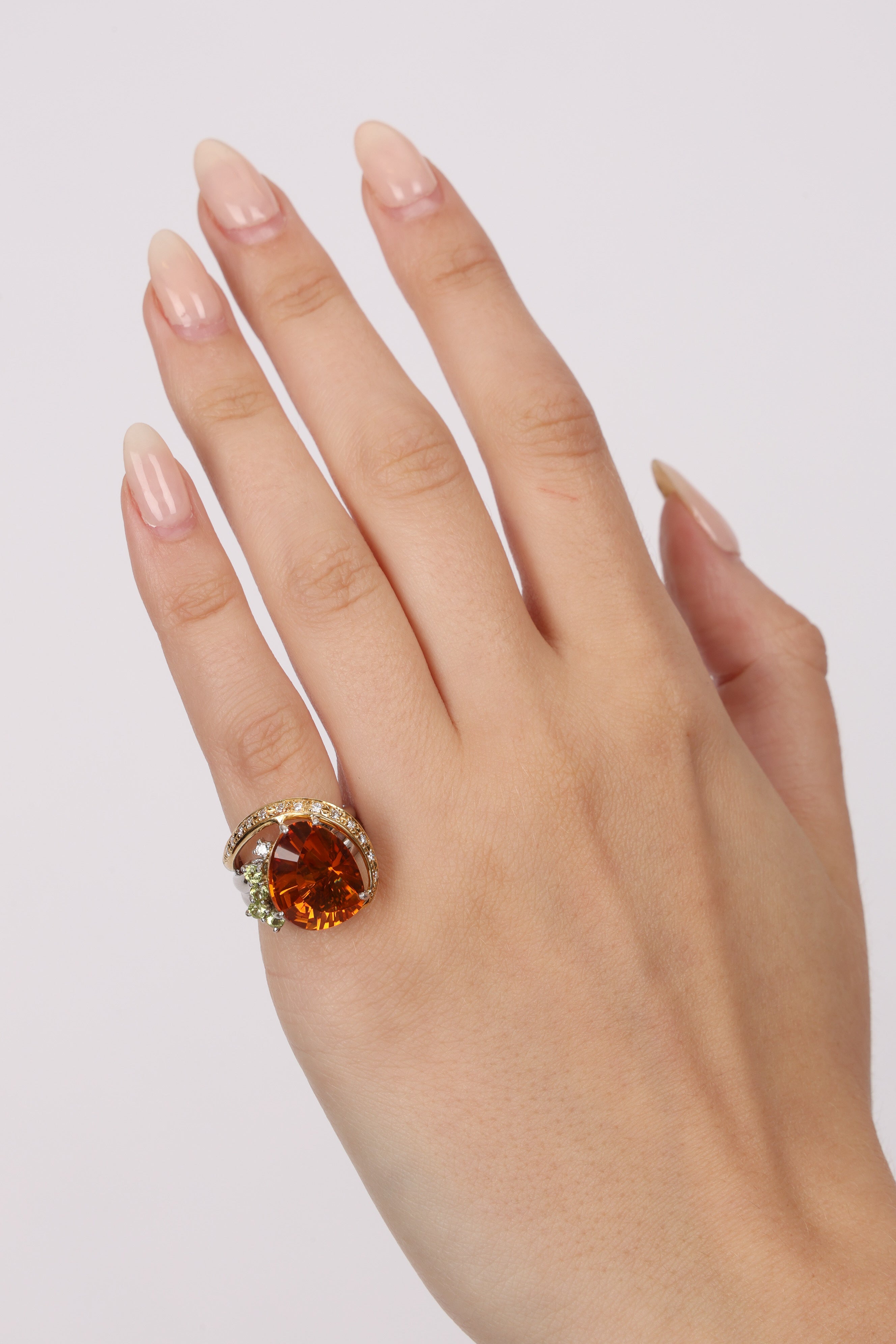 Citrine & Peridot Gold Diamond Ring