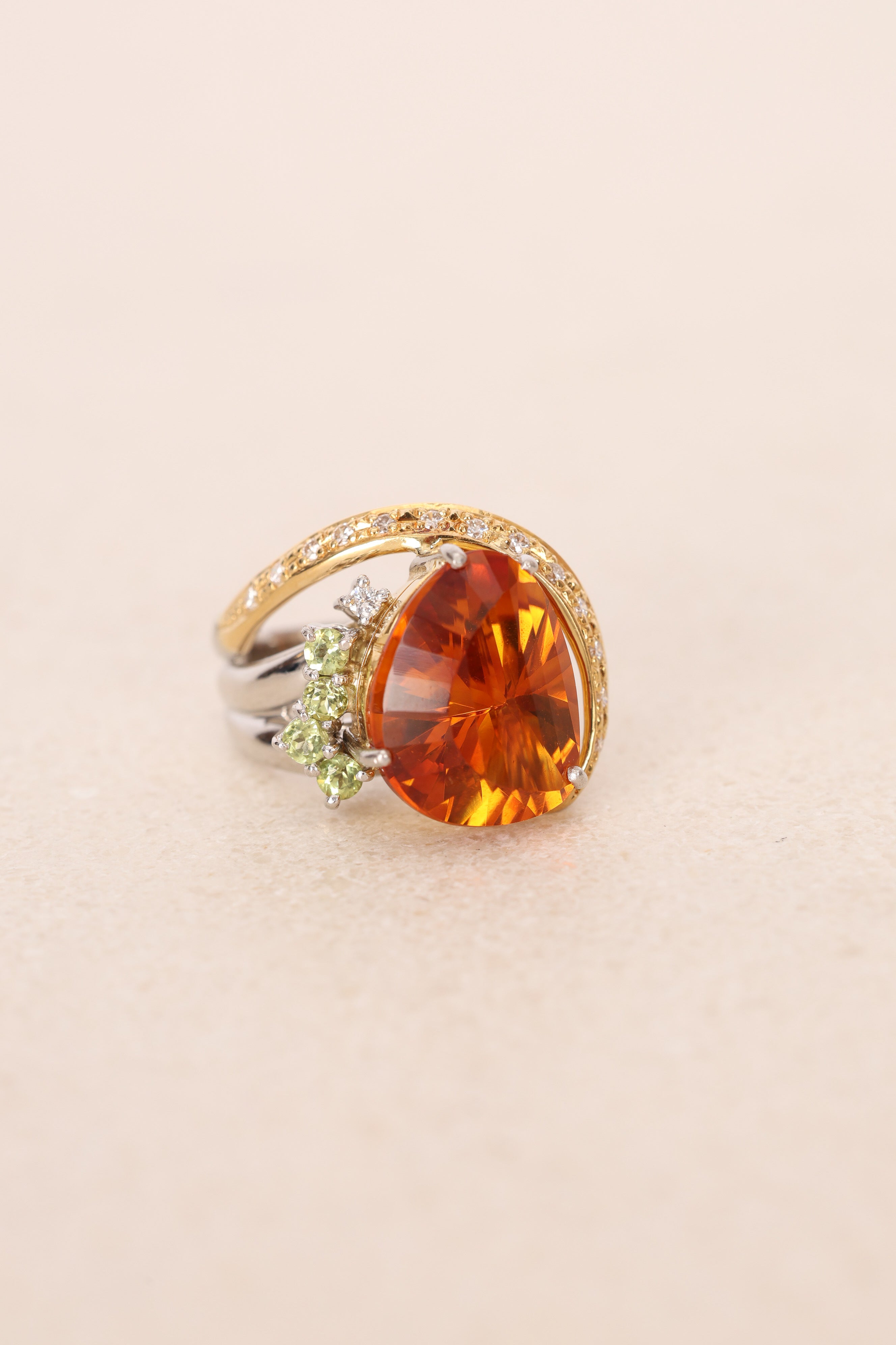 Citrine & Peridot Gold Diamond Ring